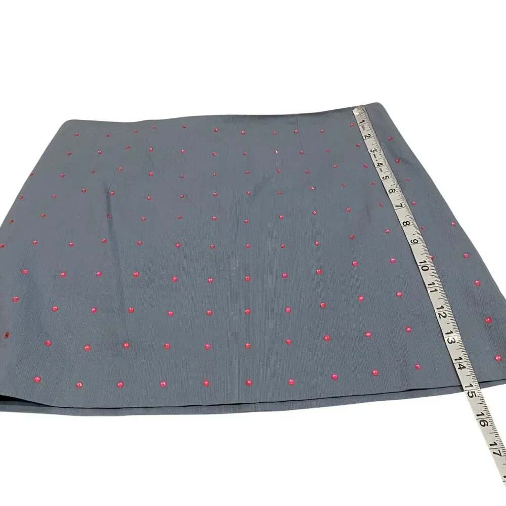 Lilly Pulitzer Blue Mini Skirt with Pink Embellished Faux Crystals‎ Size 8